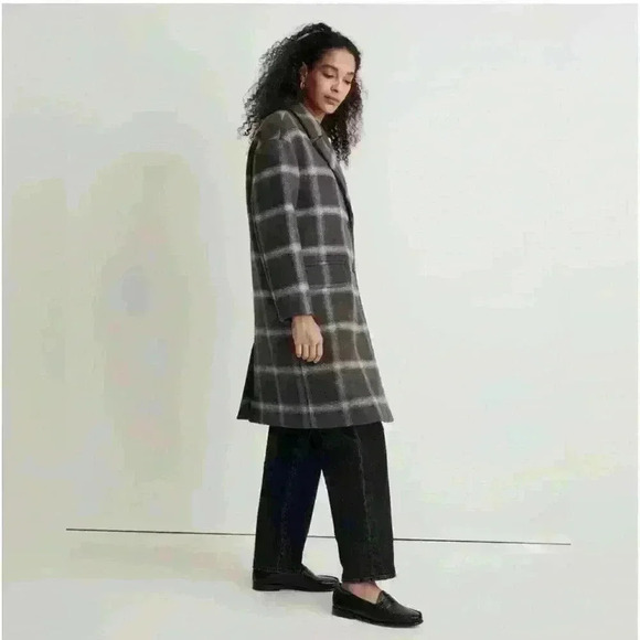 Madewell Jackets & Blazers - Madewell gray heather asphalt plaid wool cashmere blend coat